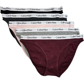 Calvin Klein Women's Ribbed Radiant Cotton Bikini Panty, 5 Pack (US, Alpha, Small, Regular, Regular, Black(qp3281-602) H_p)