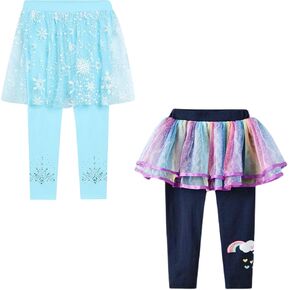 LX7 Toddler Girls Leggings Leggings مع Footless مع السراويل التنورة الكشكشة Culotte الفتيات الفتيات اللباس 2 عبوة