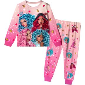 JAZZMAD Kids Girls Rise Red Pant Sets Fashion Princess Outfits 5-12 Years