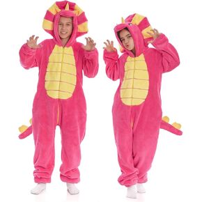 HSCTEK Luxury Double-sided Flannel Fleece Child Dinosaur Onesies with Hoodie