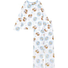 Disney Girls' 2-Piece Loose-fit Set, Princess Pajamas, Soft & Cute for Kids
