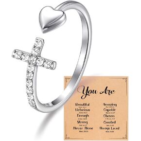 PINKDODO Adjustable Cross Rings for Teen Girls Easter Religious Confirmation Christian Birthday Gifts for Teen Girls Women