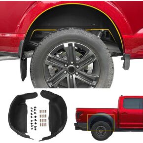 بطانات بئر العجلات الخلفية متوافقة مع 2021-2025 Ford F150 (وليس لارتاد) بطانات قوس العجلات الخلفية لا حفر بئر الحرس مصدات إطارات داخلية لعام 2024 F-150 (2pcs)