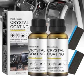 Crystal Coating for Car Plastic Parts, Plastic Restorer Refurbish Agent with Sponge, Automotive Exterior and Interior PlasticParts Scratch Remover, Car Ceramic Coating (2pcs)