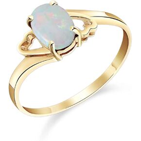 Galaxy Gold GG 14K Solid Yellow Gold Ring With Oval Shape Natural Opal GRADE AAA
