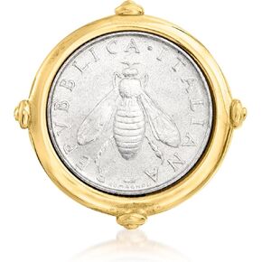 Ross-Simons Italian 18kt Gold Over Sterling Genuine 2-Lira Bumblebee Coin Ring