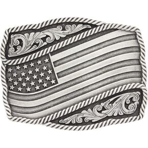 Montana Silversmiths Classic Impressions Waving American Flag Attitude Buckle