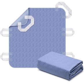 2 Pack Positioning Bed Pad with Handles, 8 Sturdy Handle Washable Bed Pads for Incontinence, Waterproof, Reusable Underpads for Elderly Hospital Home Care, Grey, 36"×52"