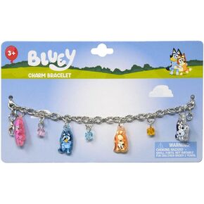 HER Bluey and Friends 7" Charm Bracelet With 4 Glitter Charms and 3 Beads