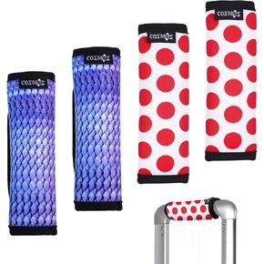 Cosmos 4 Pcs Luggage Handle Wraps Soft Neoprene Grip Handle Cover Detachable Luggage Identifier for Luggage Suitcase Travel Bag Trolley Case Travel Accessories