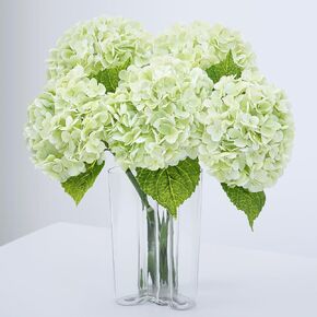 Waipfaru 21" Real Touch White Hydrangea Artificial Flowers with Long Stem & Leaves, Full Latex Faux Hydrangea Flowers for Home Decor Party Floral Arrangements Wedding Bouquets Centerpieces, 3Pcs