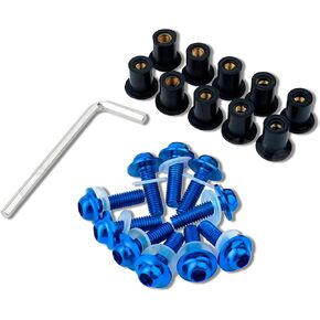 10PCS Motorcycle Windshield Bolts Screws Kit, Aluminum Alloy Motorbike Windscreen Body Mounting Bolts Nuts, Compatible with Motorcycle Cowls Well Nuts Fairing Fasteners Screw (Blue) in Kuwait