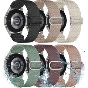 6 حزمة أشرطة مرنة مقاومة للمياه متوافقة مع Sam-sung Galaxy Watch 7 6 5 4 Fe 40mm 44mm 45mm/Watch 6 4 Classic 42mm 46mm 43mm 47mm/Active 2 ، 20mm نايلون سبورت حزام الرجال الرجال