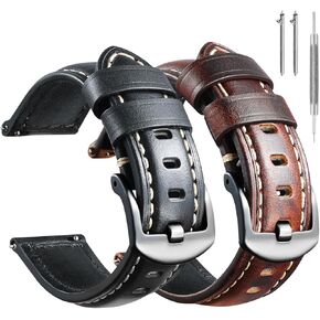 Stanchev Leather Watch Bands for Men,20mm Leather Watch Band for 20mm Lug Watch,Qucikly Release Leather 18mm 20mm 22mm 24mm 26mm Watch Band for Men Women