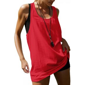 MIHOLL Womens Cotton Workout Tank Tops Racerback Sleeveless Relaxed-Fit Oversized Shirts in Saudi Arabia