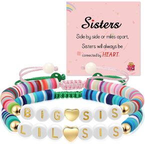 Artlunar Big Sister Bracelet, Colorful Little Girls' Sister Jewelry, Letter Beads Bracelet, Sister Jewelry Gifts for Daughter Granddaughter Niece Big Sister Girls