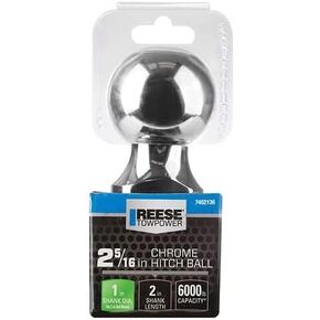 Reese 7402136 Trailer Hitch Ball, 2-5/16 in. Diameter, 6,000 lbs. Capacity, 1 in. Shank Dia, 2 in. Shank Length, Chrome