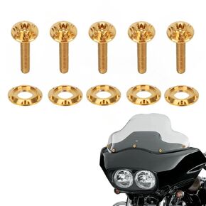 TDZ Gold Titanium Windshield Bolts, Windscreen Screws, Fairing Bolts for 2015-Up Harley Davidson Road Glide