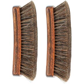Eagle 2-Piece Horsehair Shoe Brush Set – Premium Shoe Shine Brushes for Leather Shoes, Boots & Purses – Soft Horsehair with Curved Wood Handle