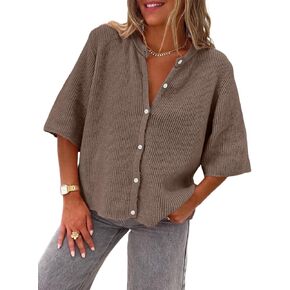 LILLUSORY Short Sleeve Cardigan Sweaters for Women 2025 Summer Cropped Button Up Sweater Tops Casual Shirt Y2K Outfits