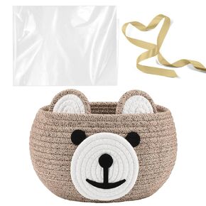 Zopeal Baby Baskety للحضانة مع أكياس الهدايا والأشرطة القطن الحبل المنسوجة هدايا السلة مع مقابض لتخزين الحمام غرفة المعيشة ، 10.5 "D X 8.5" H (Khaki)