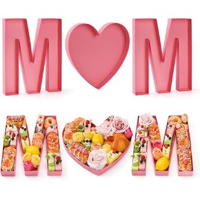 MOM Cardboard Letter for Charcuterie Mother's Day 12‘’ Fillable Paper Box for Mother's Day Gift Box Candy Cupcake Container (Pink)