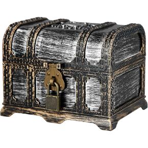 FLYAB Pirate Treasure Box - Antique Pirate Treasure Box with Lock and Key Jewelry Keepsakes Box for Kids Home Decor