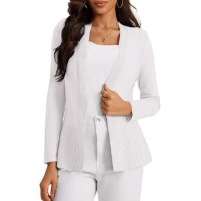 Women's Casual Open Front Sweater Long Sleeve Rib Knit Draped Cardigan
