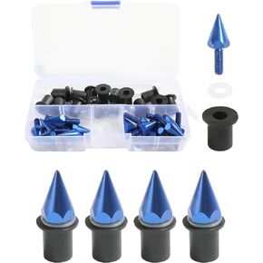 YAKEFLY Wind Screen Bolts,Aluminum Anodized Spike Motorcycle Fairing Bolts,Motorcycle Spike Windshield Bolts Nuts Kit,Windscreen Spike Bolts (Black), 595DFBLGDLS001