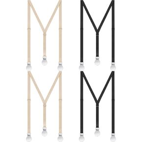 Sintege 4 Pcs Women Suspenders Hidden Thin Suspenders Under Clothes Adjustable Y Back Braces for Woman(Black, Beige)