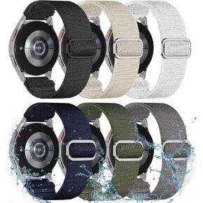 6 حزمة أشرطة مرنة مقاومة للمياه متوافقة مع Sam-sung Galaxy Watch 7 6 5 4 Fe 40mm 44mm 45mm/Watch 6 4 Classic 42mm 46mm 43mm 47mm/Active 2 ، 20mm نايلون سبورت حزام الرجال الرجال in Kuwait