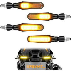 PBYMT Flowing LED Motorcycle Turn Signals 12V Super Bright Universal Sequential Front Rear Turn Signal Lights Waterproof IP67 fit for Harley Honda Yamaha Triumph (2 PCS)