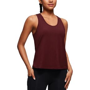 CRZ YOGA Pima Cotton Scoop Neck Tank Racerback Workout Tops for Women Soft Casual Basic Sleeveless Shirts