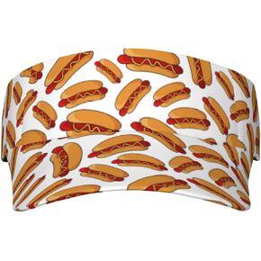 Hot Dog Visor Caps for Women Men Summer Sun Visor Hat with Sweatband for Running Outdoor Beach