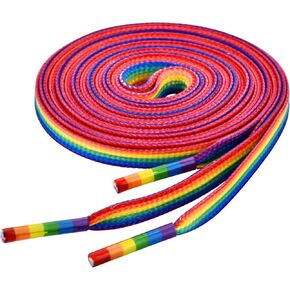 TeeLiy Rainbow Striped Shoe Laces - Rainbow Pride Shoelaces Gay Pride LGBTQ Laces for Parades 47"