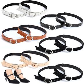 12 Pcs Shoe Straps Detachable Ankle Straps with Buckles Adjustable PU Leather Belt Band for Women Holding Loose Heels