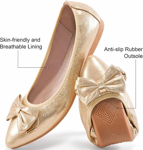FUDYNMALC Women's Ballet Flats Comfortable: Foldable Pointed Toe Dress Shoes Slip On Loafers with Bow for Office Wedding Work in Saudi Arabia