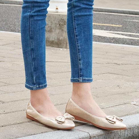 FUDYNMALC Women's Ballet Flats Comfortable: Foldable Pointed Toe Dress Shoes Slip On Loafers with Bow for Office Wedding Work in Saudi Arabia