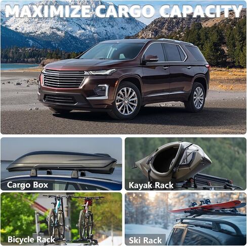 Roof Rack Cross Bars Compatible with Chevrolet Chevy Traverse 2022-2024, Adjustable Aluminum Heavy Duty 300 LBS Anti-Theft Lock Cargo Carrier Rooftop Crossbar Accessories for Bike, Snowboard, Luggage in Kuwait