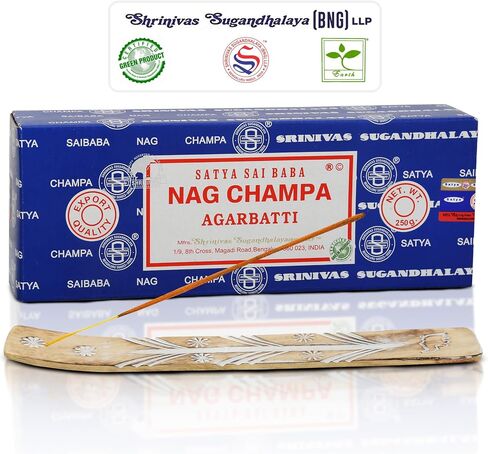 Raajsee Incense Holder Bundle with Satya Nag Champa Incense Sticks 250 gm Pack, Satya Sai Baba Nagchampa Natural Insence Sticks in Kuwait