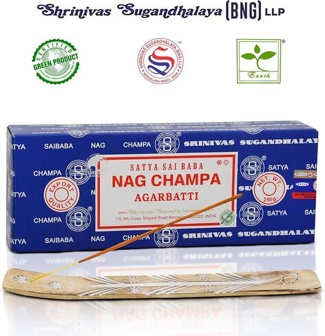 Raajsee Incense Holder Bundle with Satya Nag Champa Incense Sticks 250 gm Pack, Satya Sai Baba Nagchampa Natural Insence Sticks in Kuwait