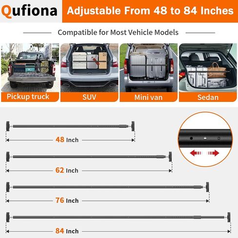 Cargo Bar for Pickup Truck Bed 50-70 Inch - 1.1 Inch Diameter Alloy Steel Heavy Duty Cargo Bars - Adjustable Truck Bed Cargo Bar - Truck Bed Accessories in Saudi Arabia
