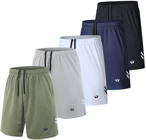 3/5 Pack Athletic Gym Shars شورتات كرة السلة الجافة السريعة مع جيوب للتمرين على تشغيل ملابس نشطة غير رسمية in Kuwait