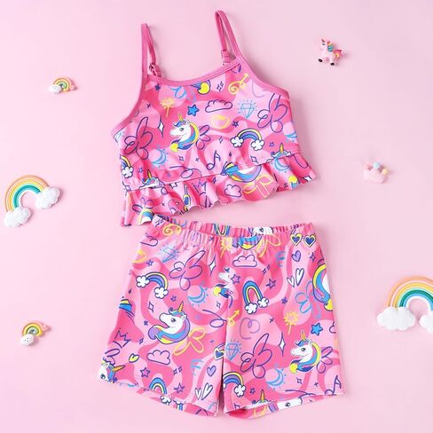 Girls Tankini Swimsuit 2 Pieces Mermaid Bathing Suit Little Girls Summer Beach Rash Guard Swimwear for 3-6 Years in Kuwait