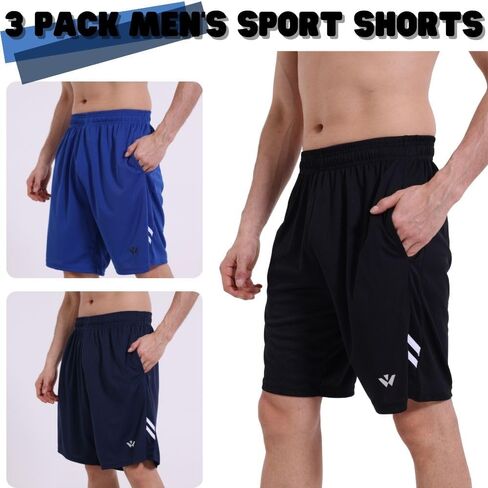 3/5 Pack Athletic Gym Mens Shorts Quick Dry Basketball Shorts with Pockets for Workout Running Casual Activewear in Kuwait