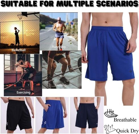 3/5 Pack Athletic Gym Mens Shorts Quick Dry Basketball Shorts with Pockets for Workout Running Casual Activewear in Kuwait