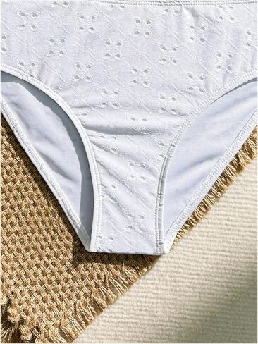 MakeMeChic Girl's Tankini Swimsuits SetsRuffle Tiered Spaghetti Strap Eyelet Embroidery Bathing Suit in Kuwait