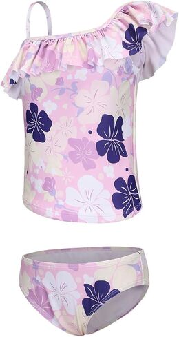 Girls Two Piece Swimsuits Hawaiian Ruffle Tankini Swimwear Bathing Suit Set in Kuwait
