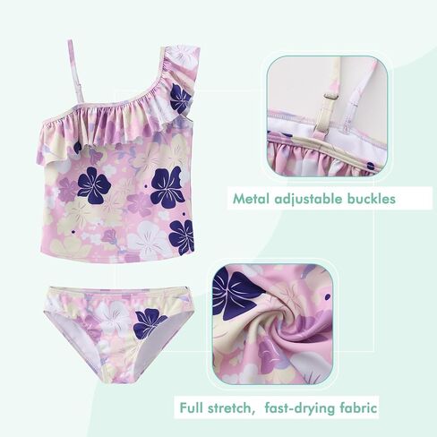Girls Two Piece Swimsuits Hawaiian Ruffle Tankini Swimwear Bathing Suit Set in Kuwait