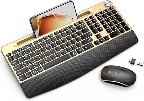 JOYACCESS Wireless Keyboard and Mouse Combo,Full-Sized 2.4GHz Wireless Keyboard with Comfortable Palm Rest,Volume Roller& Tilt Legs 2.4GHz Cordless Connection for Mac/Windows in Kuwait